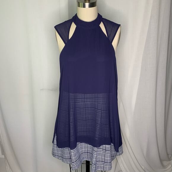 BCBGeneration Tweed Skirt Dress with Sheer Overlay - Picture 1 of 5